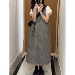 Black Workwear Vest Skirt Dress Womens Autumn High Waist Slimming plus Size Dresses Comfortable Soft Polyester Fabric A-Line Skirt