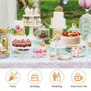 Cake Stand Transparent Square Acrylic Storage Tray Birthday Cupcake Dessert Stand Holder Cake Makaron Display Rack Party Supplie