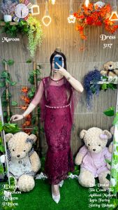 Dress Wanita Brukat Tile 3117 detail keterangan ada digambar import kualitas import 350gram