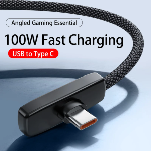 100W Cable Right Angle 90° Fast Charging Cable 10A USB C Type C Data Cord Cell Phone Fast Charging Data Cable for Samsung MI