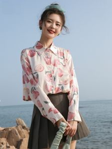 Áo sơ mi MUTU voan dài tay họa tiết hoa cổ điển