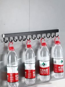 Wall Mounted Shelf Kitchen Bathroom Hooks Hole-free Towel Rack Tableware Storage Rack 40cm/60cm