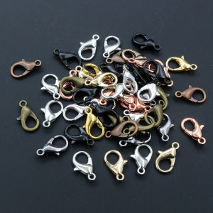 50pcs Bronze Gold Silver Plated Black Alloy Lobster Clasp Hooks สําหรับสร้อยคอสร้อยข้อมือ DIY เครื่องประดับทําค้นหาอุปกรณ์