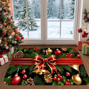 Thảm Chùi Chân Giáng Sinh Chống Trượt Có Thể Giặt Được Trong Nhà Ngoài Trời Xmas Candy Cane Thảm Lối Vào Phong Cách Hiện Đại Thảm Polyester Cho Cửa Trước