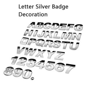 1Pc 3D Metal 45mm 25mm DIY Letters Alphabet Emblem Numbers Chrome Labeling Car Sticker Digital Badge Accessories