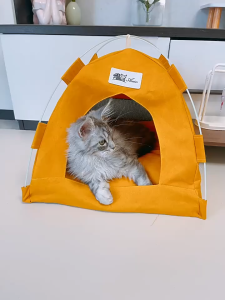【Local Stock】Foldable Pet Tent Cat Bed with Removable Cushion Breathable Mesh Cat Dog Cave House Machine Washable All Season Cat House