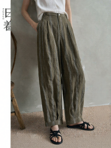 Linencasual trousers Lazy & Loose Straight Leg Slouchy Design