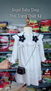 Đầm hoa đen bé gái hoa len 8-28kg Angel Baby Thời Trang Thiết Kế