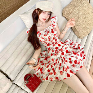 CHOUXIE | Artistic Style Beautiful Floral Waist Cinched Dress