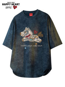 CHARLES JANGS HAPPY HEART | Peach Heart Tie-dye Starry Sky Horsy Print Cotton T-Shirt