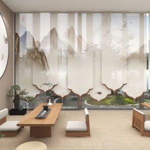 Rèm Cửa Trong Suốt Phong Cách Trung Hoa Mới Rèm Cửa Che Nắng Bằng Gỗ Nguyên Khối Thiết Kế Màn Trang Trí Phòng Khách