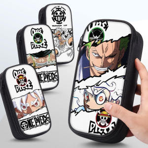 One Piece Themed Pencil Case Elementary School Boys Stationery Box Canvas Material Printed Design Student Essential Accessory