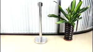 Stainless Stanchion Post With Belt Retractable Solid Base Stanchion Post  Rope For Hotel Queue Stand