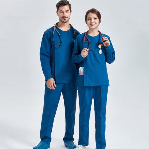 Uniforme Medical Scrubs Shirt Nurse Women Cotton Hospital Scrub Set for Man Workwear Round  Neck Top and Pant Suit Clothes 205