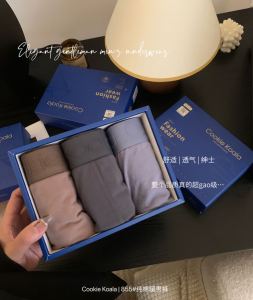 Cookiekoala Korean Style Pure Cotton Warm Mens Underwear Soft Traceless Mid Waist Breathable Antibacterial Mens Boxers