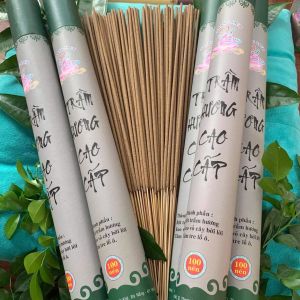 Nhang Trầm Hương- Nhang Sạch Làng Ta 100nén- 40cm thời gian cháy 45-60p không cuốn tàn ít khói hương thơm an toàn