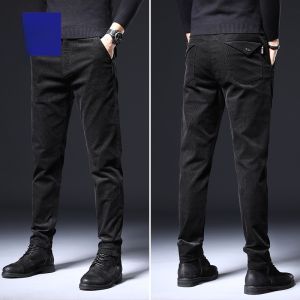 ROMON | Lormen Mens Business Casual Pants Fleece Lined Slim Fit Autumn Winter Corduroy Long Trousers Fashionable City Style