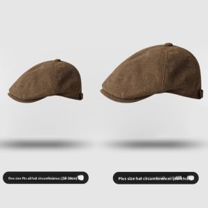BILLI ZILLY | Retro American Brown Forward Cap Womens Travel Photography British Style Beret Hat Mens Large Head Circumference Duckbill Cap