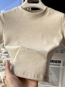 Áo Thun Cotton Tay Ngắn Cổ Tròn Cho Nữ Mùa Hè Phong Cách Mới Đa Năng Thon Gọn Màu Trơn Áo Lót Ngắn Cổ Điển