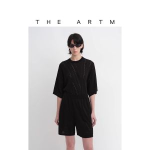 Geometric Line Perforation Acetate Cotton Blend Knit Sleeveless Dress