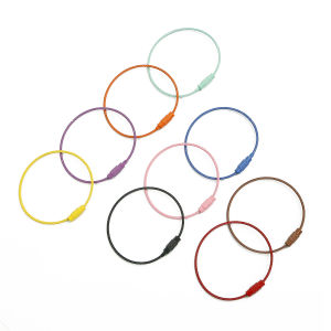 2Pcs 50mm 10 Colors Metal Keychain Tag Rope Wire Cable Loop Screw Lock Gadget Ring Key Keyring Circle Camp Hand Tool Set