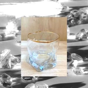 Dining Vaisselle - แก้ว Crystal Iceberg แก้วน้ำขอบทอง ขนาด8.5x8.5cm ขาวใสดุจคริสตัล European Design อุปกรณ์บนโต๊ะอาหาร