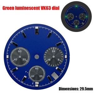 VK63 S 29.5mm Dial S for VK63 Quartz Movement Dial Green Noctilucent Modified Multifunctional Timing Accessories NEW