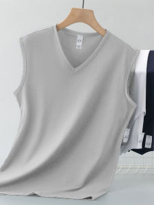 Modal Cotton Vest Mens Sport Shoulder V-neck Ice Silk Cool Quick Dry Solid Color Sleeveless T-shirt Summer Hurdling