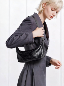 ITAMOOD | New Black Leather Hobo Crossbody Bag Large Capacity