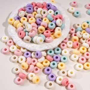 55-290Pcs 13mm Mixed Color Acrylic Large-hole Oblate Beads Spacer Beads for Jewelry Making DIY Phone Chain Keychain Accessories