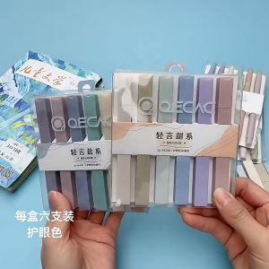 BaVan 6 Colors Highlighter Pen Macaron Morandi Candy Color Mark Pens For Making Notes Drawing Stationery Eye protection