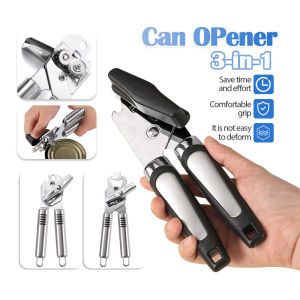 3in1 Stainless Steel Can Opener Manual Safety Can Opener with Hook HoleMultifunctional Can Tin Opener Kitchen Tool Accessories