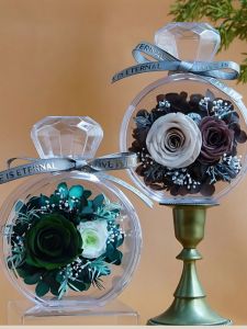 Hộp Đựng Hoa Pha Lê Acrylic Trong Suốt Bình Hoa Trang Trí Quà Tặng Sinh Nhật Trang Trí Nhà Phong Cách Bắc Âu Hình Đá Quý Hình Học Tròn