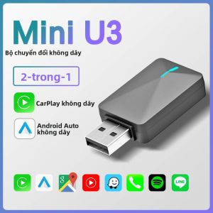 Bộ Chuyển Đổi Không Dây CarPlay Android Auto BYLITU Mini U3 Kết Nối Có Dây Cắm Là Chạy Tương Thích Với Hệ Thống Xe Hơi Nguyên Bản