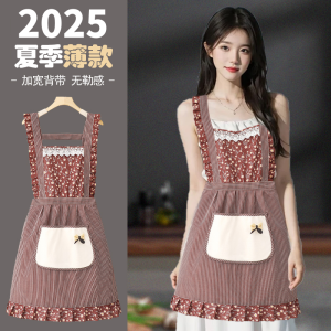 Korean Style Short Sleeve Apron Breathable Waterproof Oil Resistant Home Kitchen Workwear Cotton Coverall Super Cute