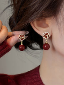 Pianist | Red Camellia Silver Earrings Hot Trend 2026