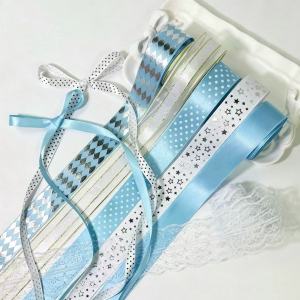 8PC Mix New Lace Hot Silver Polka Dot Ribbon Lace Combination Handmade DIY Support Hair Accessories Bow Material Ins Gift Ribbon