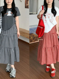 Váy Midi Kẻ Caro Cạp Cao Dáng Chữ a Đa Năng Thời Trang Cho Nữ Mùa Xuân Quần Áo Làm Việc Bằng Polyester Cotton Rộng Rãi