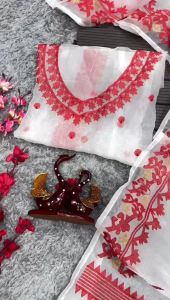 Red Georgette Embroidery Saree💕💕💕