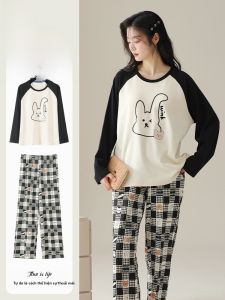 MiiOW | Bộ đồ ngủ cotton mùa hè cho nữ có đệm ngực MiiOW Thiết kế dài tay quần dài thoải mái mặc ở nhà và ngoài trời