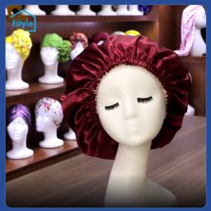Fityle Satin Silk Bonnet Night Sleeping Cap Hat For Curly Natural Hair