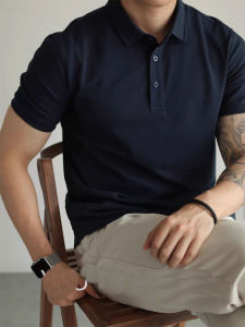 เสื้อยืดคอโปโลผู้ชายแขนสั้นทรงสลิมฟิตแบบเย็นสบาย ผ้ากันแบคทีเรีย ปกเสื้อเปิด แขนสั้น แขนเข้ารูป เสื้อยืดทำงาน เสื้อเชิ้ตธุรกิจและลำลอง