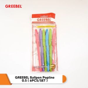 GREEBEL Pulpen Ballpen Pena | POPLINE 0.5 BLACK: Kualitas Tinggi untuk Kegiatan Sehari-hari