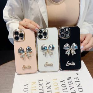 Oppo Reno 5F 4G 7 5G 7 Pro 5G 8T 5G 8 Pro 5G 10 5G 10 Pro 5G 10 Pro+ Plus 5G 11 5G 11 Pro 5G 12 5G 12 Pro 13 13 Pro big ribbon smile electroplated soft camera protect case