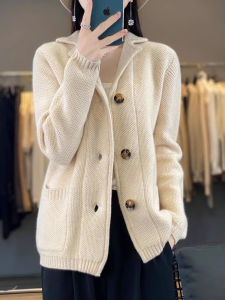 Thickened Autumn Winter Womens Knitted Sweater Cardigan Coat Warm Woolen Lapel Open Front Style Korean Version Regular Sleeve