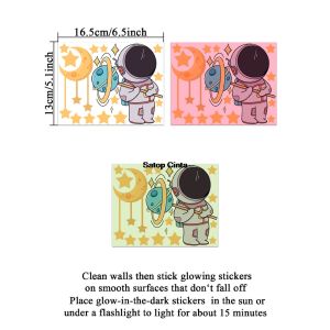 1PCS Blue Green Pink Cartoon Astronaut Luminous Switch Stickers Glow In The Dark Self-Adhesive Strip Wall Decals For Living Room