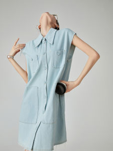 XIAODADEHUA | Pocket Design Sleeveless Denim Dress