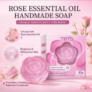 Body Rose Essential Oil Handmade Soap Whitening Soap 80g Brightens & Moisturizes Skin Promotes Healthy Complexion