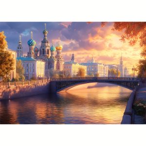 500/1000/1200/2000PCS Jigsaw Puzzle Sunset Bridge Landscape Art For Adults Great Weekend Relaxation And Family Fun