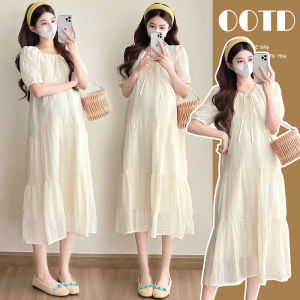 Maternity Summer Lace Jacquard Embroidered Midi Dress
